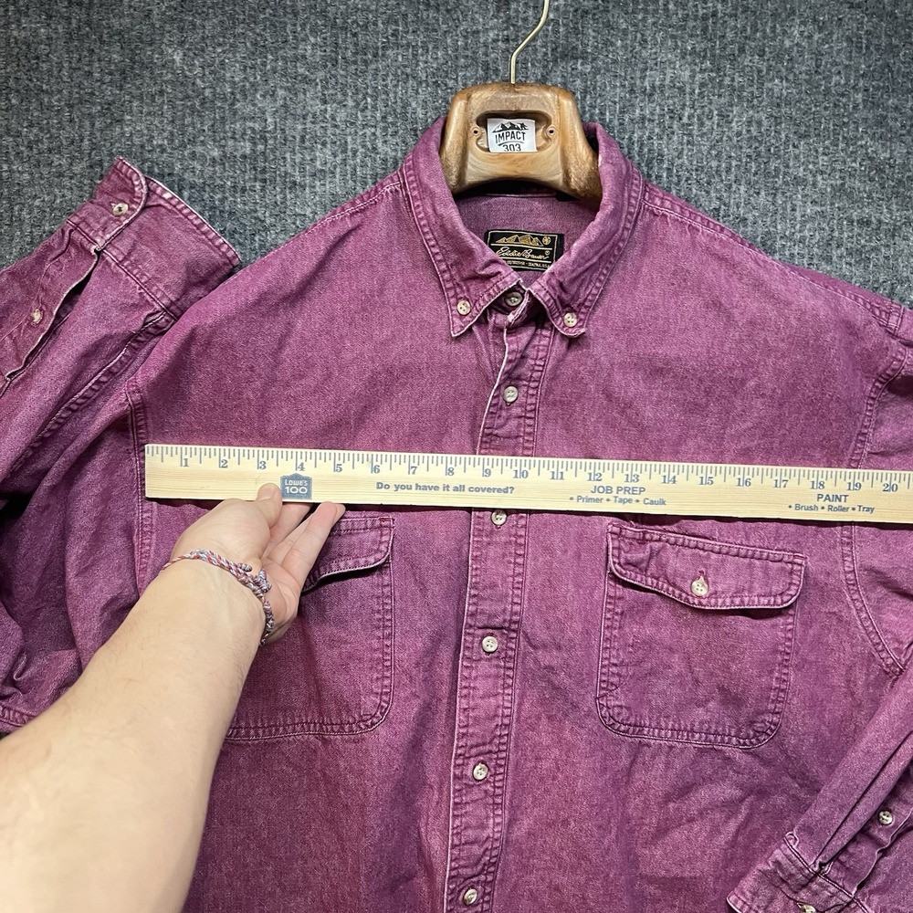Vintage Eddie Bauer Men's Button Up Dress Shirt Faded Red Size XL Outdoor Casual - Picture 3 of 7